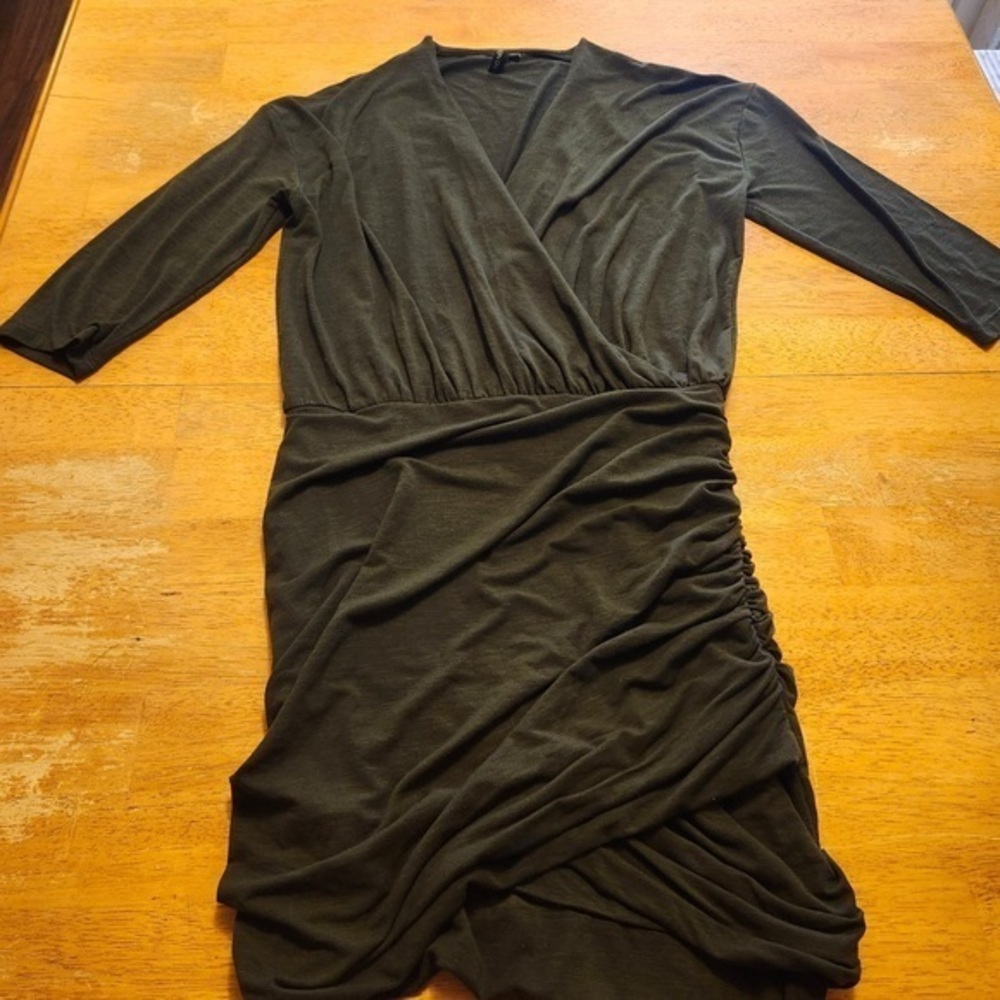 Elegant Olive Green Wrap Cotton On Dress size Large